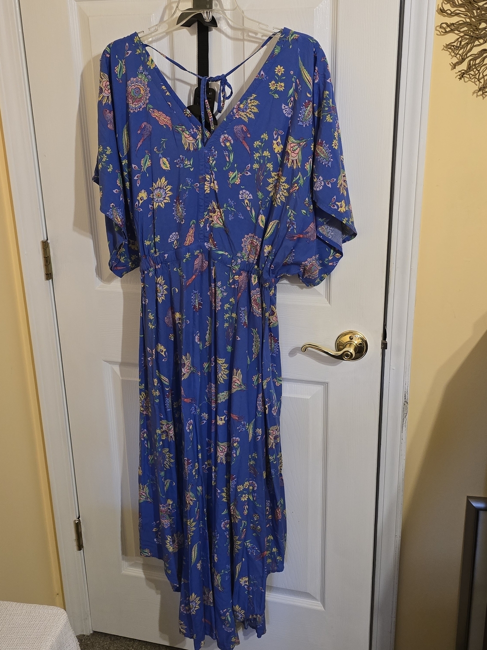 GAP Royal Blue Floral Wrap Maxi Dress with Tie Back